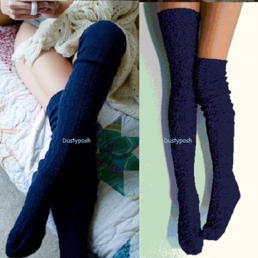 Peony and Moss Marled Thigh High Socks Dip Dye Pink Anthropologie Cozy Bed Gift